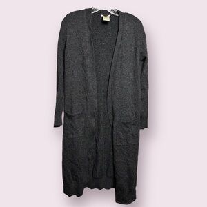 Matty M Long Open Front Cardigan Gray Lightweight Layer Size S